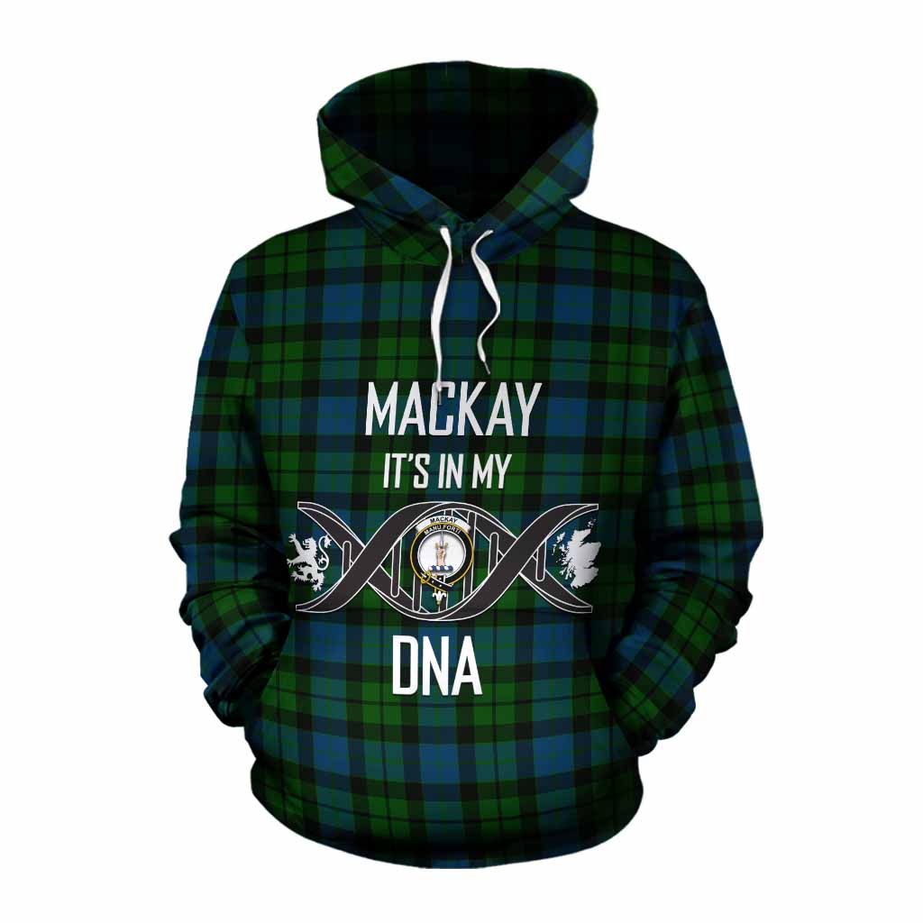 Tartan Vibes Clothing MacKay (McKay) Tartan Cotton Hoodie with Family Crest DNA In Me Style