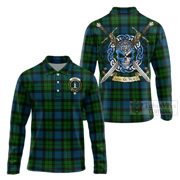 MacKay (McKay) Tartan Long Sleeve Polo Shirt with Family Crest Celtic Skull Style