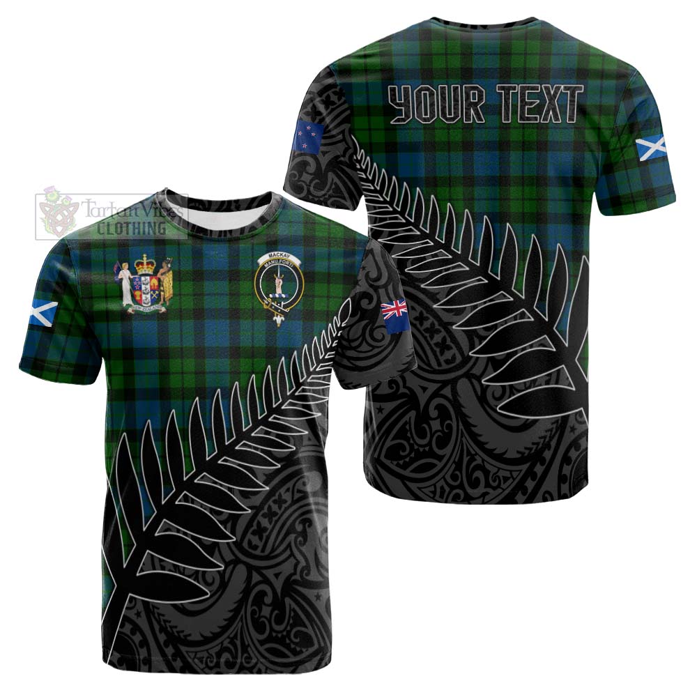 Tartan Vibes Clothing MacKay (McKay) Crest Tartan Cotton T-shirt with New Zealand Silver Fern Half Style