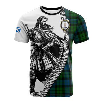 MacKay (McKay) Tartan Clan Crest Cotton T-shirt with Highlander Warrior Celtic Style