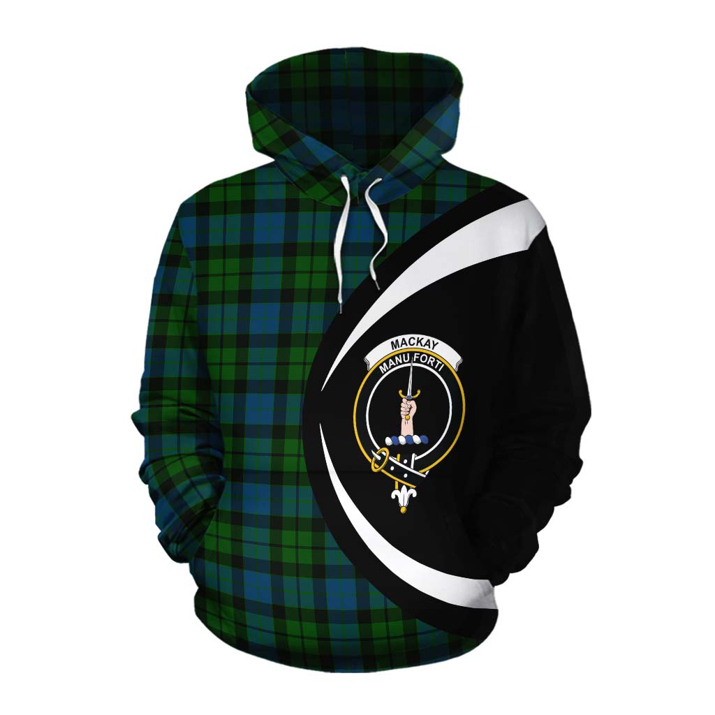 Tartan Vibes Clothing MacKay (McKay) Tartan Cotton Hoodie with Family Crest Circle Style