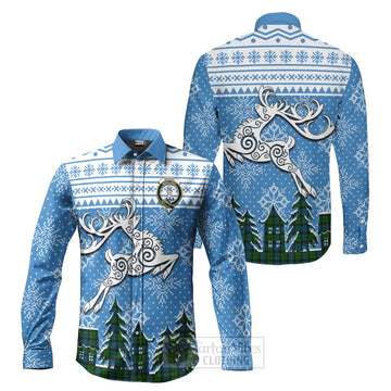 MacKay (McKay) Clan Christmas Long Sleeve Button Shirt Celtic Reindeer Style