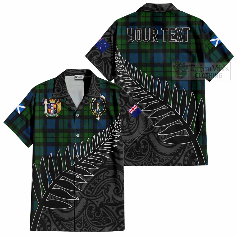 Tartan Vibes Clothing MacKay (McKay) Crest Tartan Short Sleeve Button Shirt with New Zealand Silver Fern Half Style