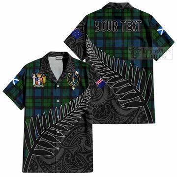 MacKay (McKay) Crest Tartan Short Sleeve Button Shirt with New Zealand Silver Fern Half Style