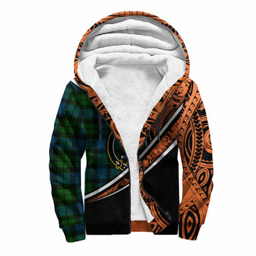 MacKay (McKay) Crest Tartan Sherpa Hoodie with Polynesian Vibes Style - Orange Version