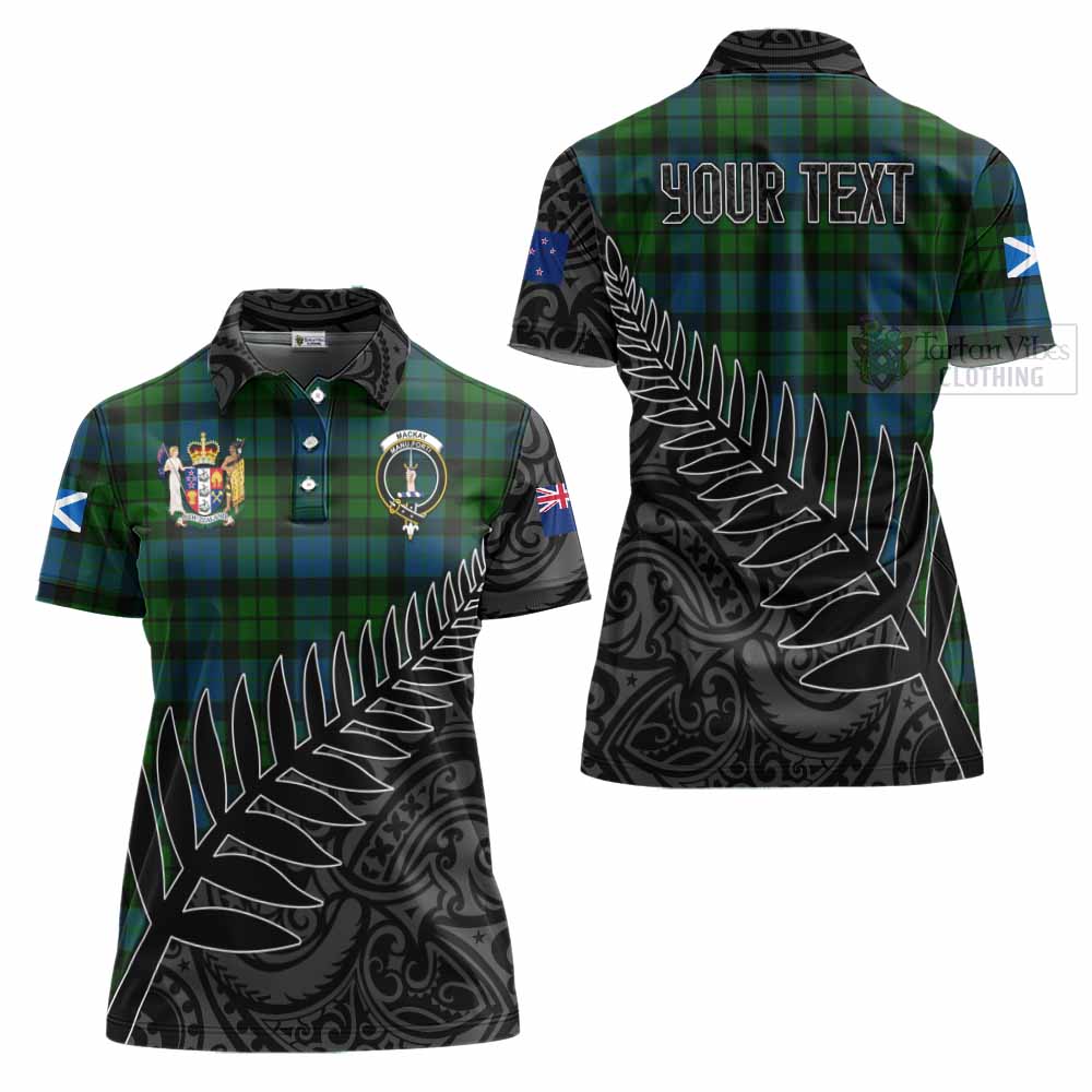 Tartan Vibes Clothing MacKay (McKay) Crest Tartan Women's Polo Shirt with New Zealand Silver Fern Half Style