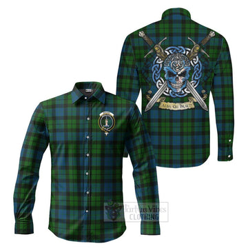 MacKay (McKay) Tartan Long Sleeve Button Shirt with Family Crest Celtic Skull Style