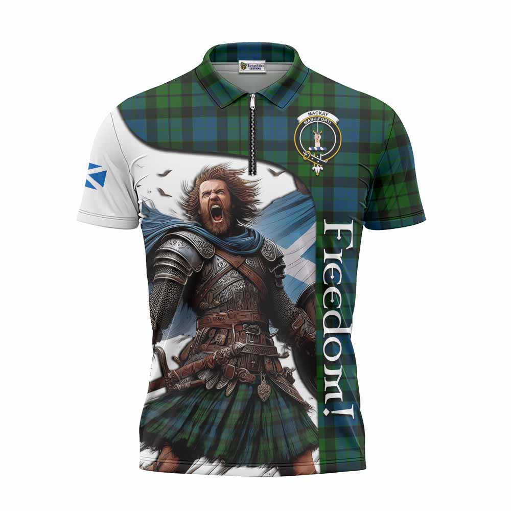 Tartan Vibes Clothing MacKay (McKay) Crest Tartan Zipper Polo Shirt Inspired by the Freedom of Scottish Warrior