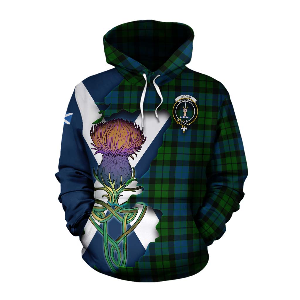 MacKay (McKay) Tartan Family Crest Cotton Hoodie Scottish Thistle Celtic Inspired Pullover Hoodie XS - Tartan Vibes Clothing