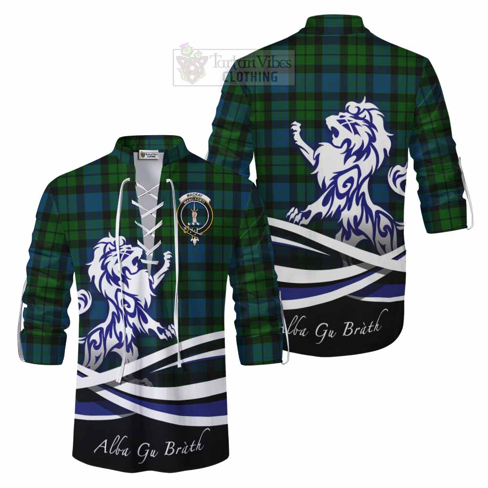 Tartan Vibes Clothing MacKay (McKay) Tartan Ghillie Kilt Shirt with Alba Gu Brath Regal Lion Emblem