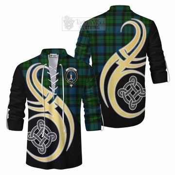 MacKay (McKay) Tartan Ghillie Kilt Shirt with Family Crest and Celtic Symbol Style