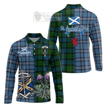 MacKay (McKay) Tartan Long Sleeve Polo Shirt Happy St. Andrew's Day Half Tartan Style