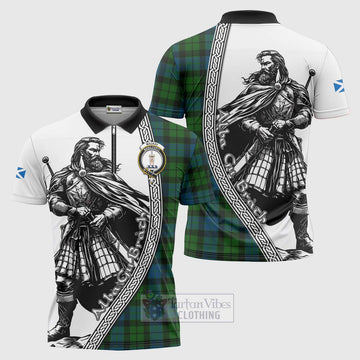 MacKay (McKay) Tartan Clan Crest Zipper Polo Shirt with Highlander Warrior Celtic Style