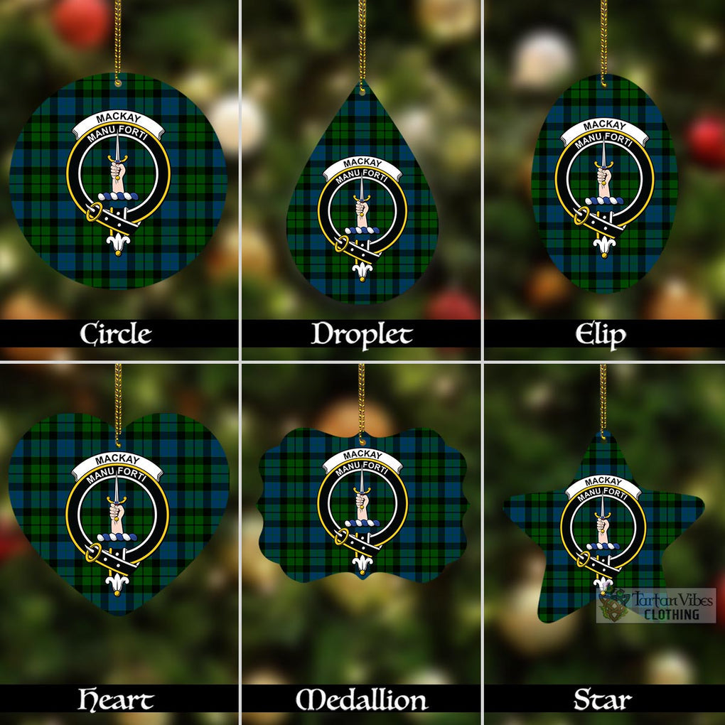 Tartan Vibes Clothing MacKay (McKay) Tartan Christmas Aluminium Ornament with Family Crest