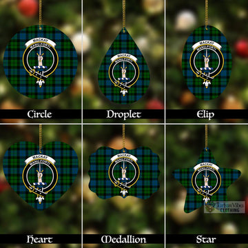 MacKay (McKay) Tartan Christmas Aluminium Ornament with Family Crest