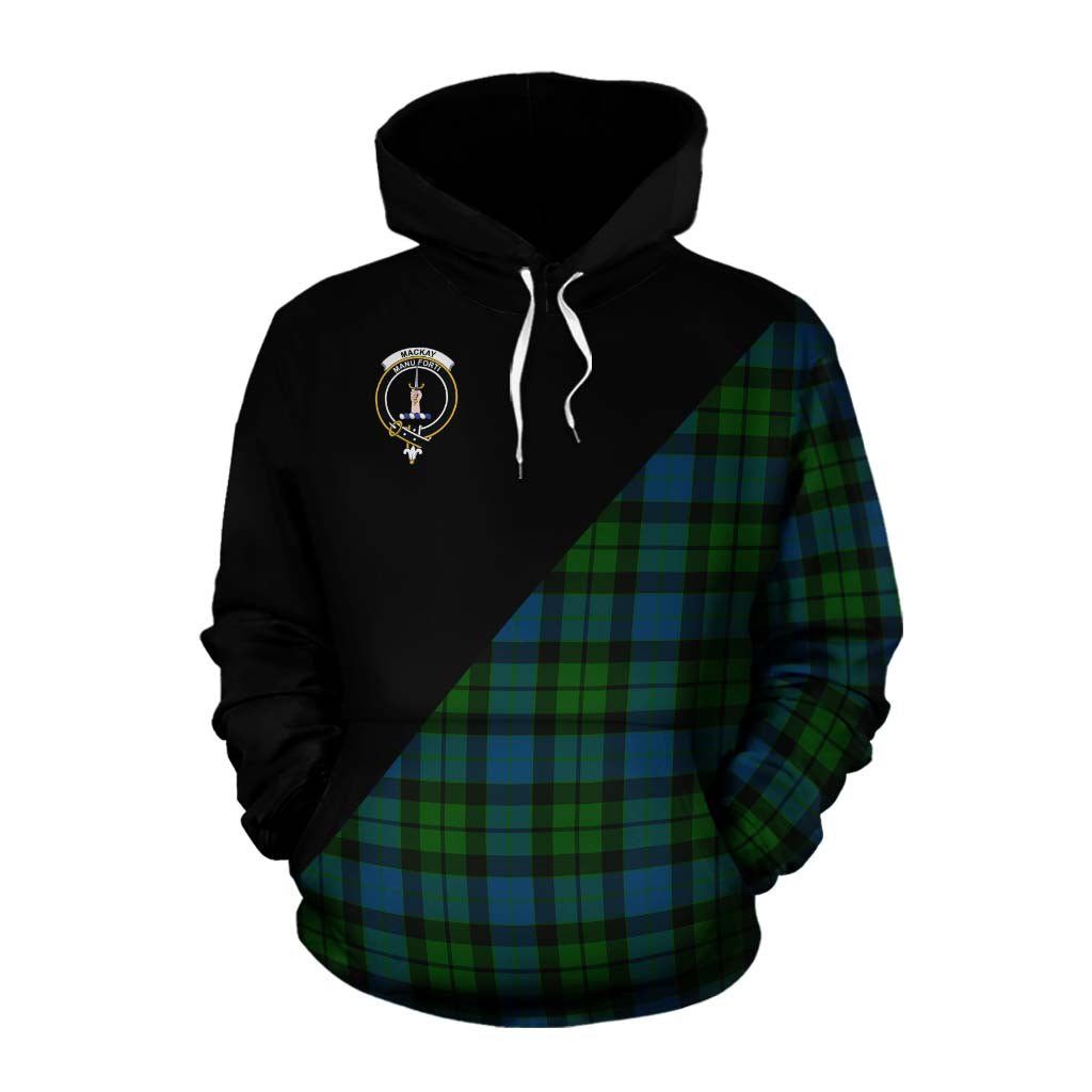 Tartan Vibes Clothing MacKay (McKay) Tartan Cotton Hoodie with Family Crest and Military Logo Style