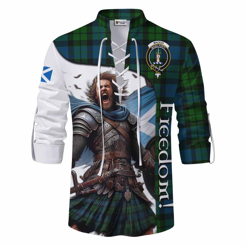 Tartan Vibes Clothing MacKay (McKay) Crest Tartan Ghillie Kilt Shirt Inspired by the Freedom of Scottish Warrior