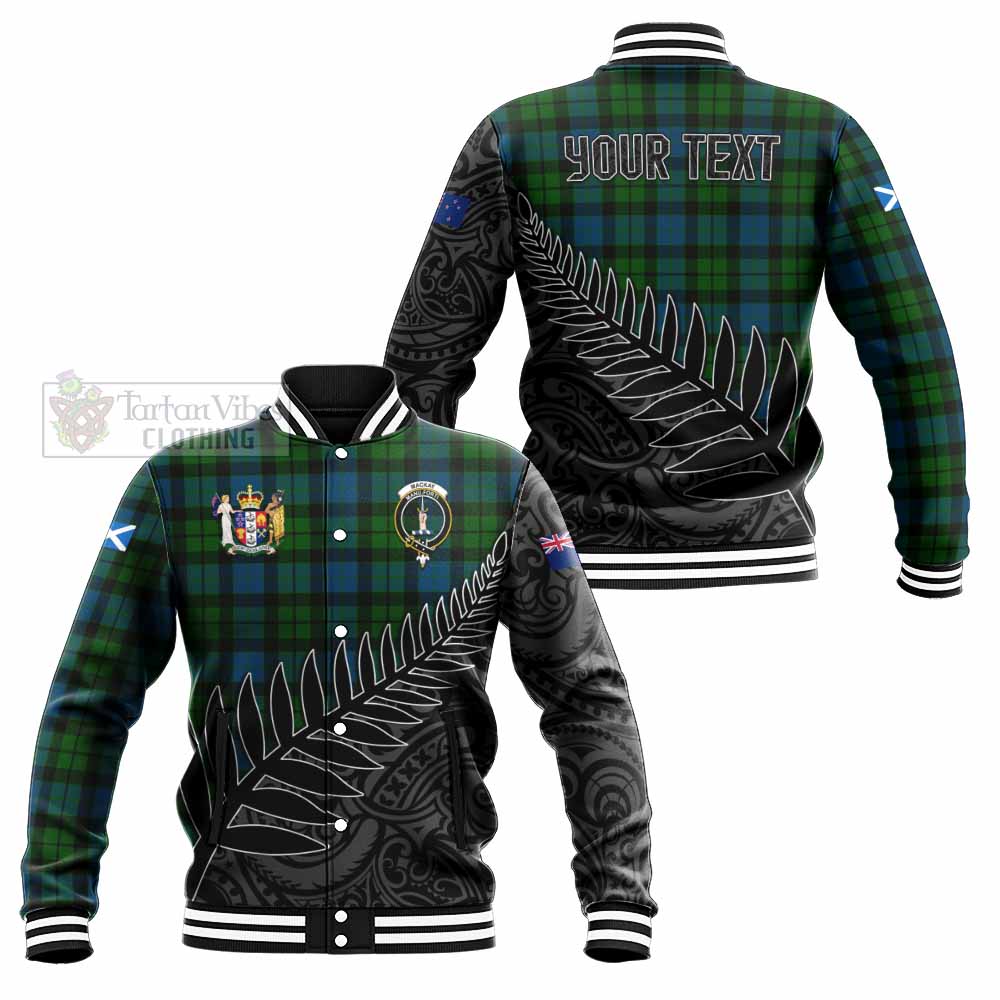 Tartan Vibes Clothing MacKay (McKay) Crest Tartan Baseball Jacket with New Zealand Silver Fern Half Style