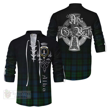 MacKay (McKay) Tartan Ghillie Kilt Shirt Featuring Alba Gu Brath Family Crest Celtic Inspired