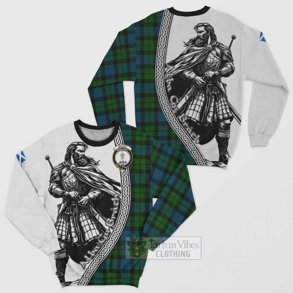 Tartan Vibes Clothing MacKay (McKay) Tartan Clan Crest Sweatshirt with Highlander Warrior Celtic Style