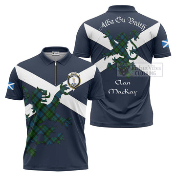 MacKay (McKay) Tartan Lion Rampant Zipper Polo Shirt Proudly Display Your Heritage with Alba Gu Brath and Clan Name