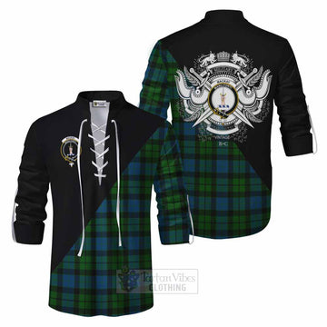 MacKay (McKay) Tartan Ghillie Kilt Shirt with Family Crest and Military Logo Style