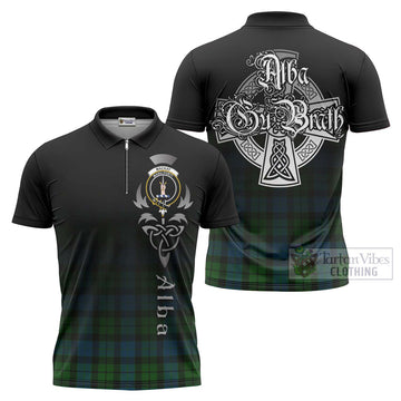 MacKay (McKay) Tartan Zipper Polo Shirt Featuring Alba Gu Brath Family Crest Celtic Inspired