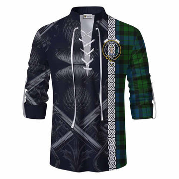 MacKay (McKay) Tartan Ghillie Kilt Shirt with Family Crest Cross Sword Thistle Celtic Vibes