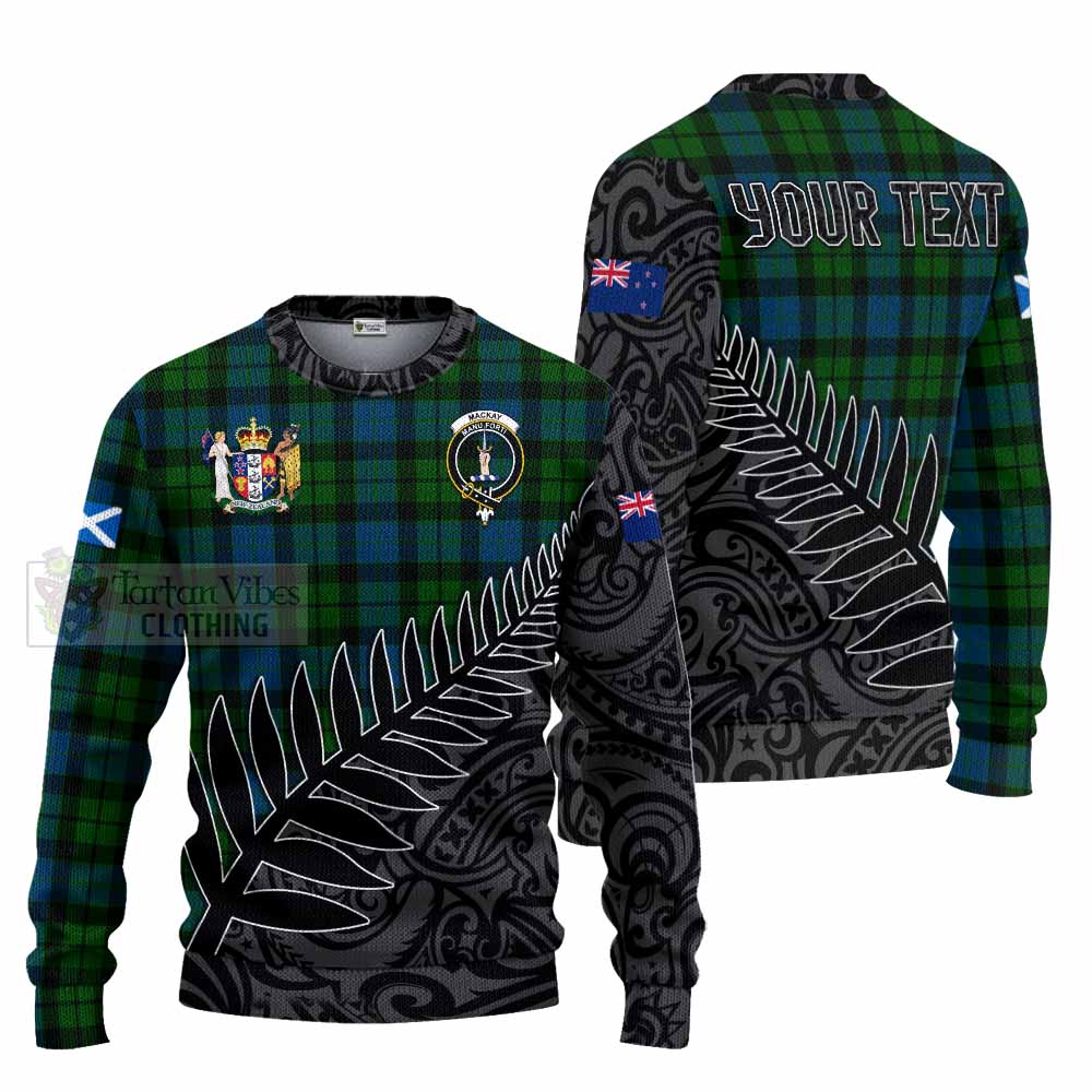 Tartan Vibes Clothing MacKay (McKay) Crest Tartan Knitted Sweater with New Zealand Silver Fern Half Style