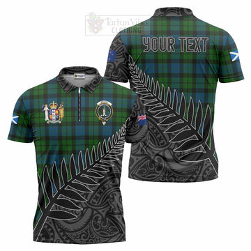 MacKay (McKay) Crest Tartan Zipper Polo Shirt with New Zealand Silver Fern Half Style