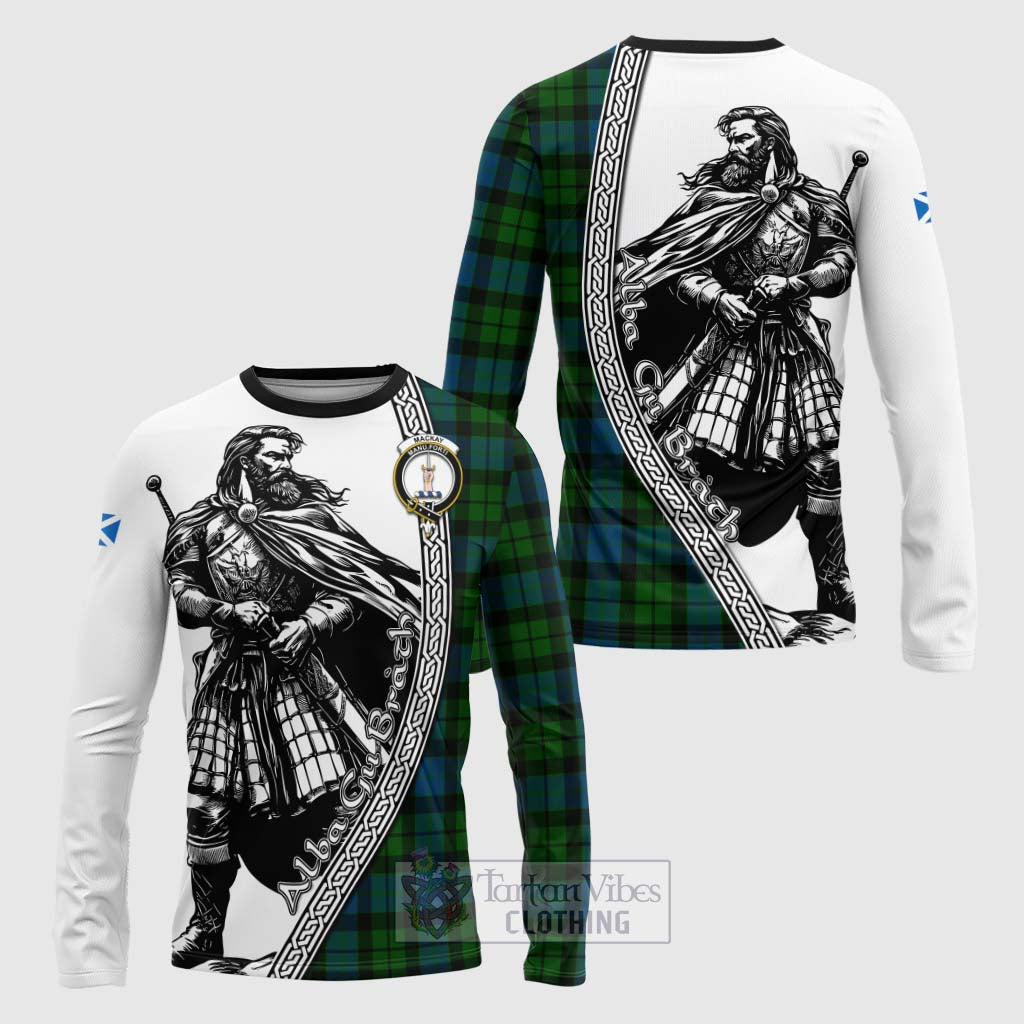 Tartan Vibes Clothing MacKay (McKay) Tartan Clan Crest Long Sleeve T-Shirt with Highlander Warrior Celtic Style