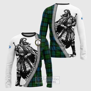 MacKay (McKay) Tartan Clan Crest Long Sleeve T-Shirt with Highlander Warrior Celtic Style