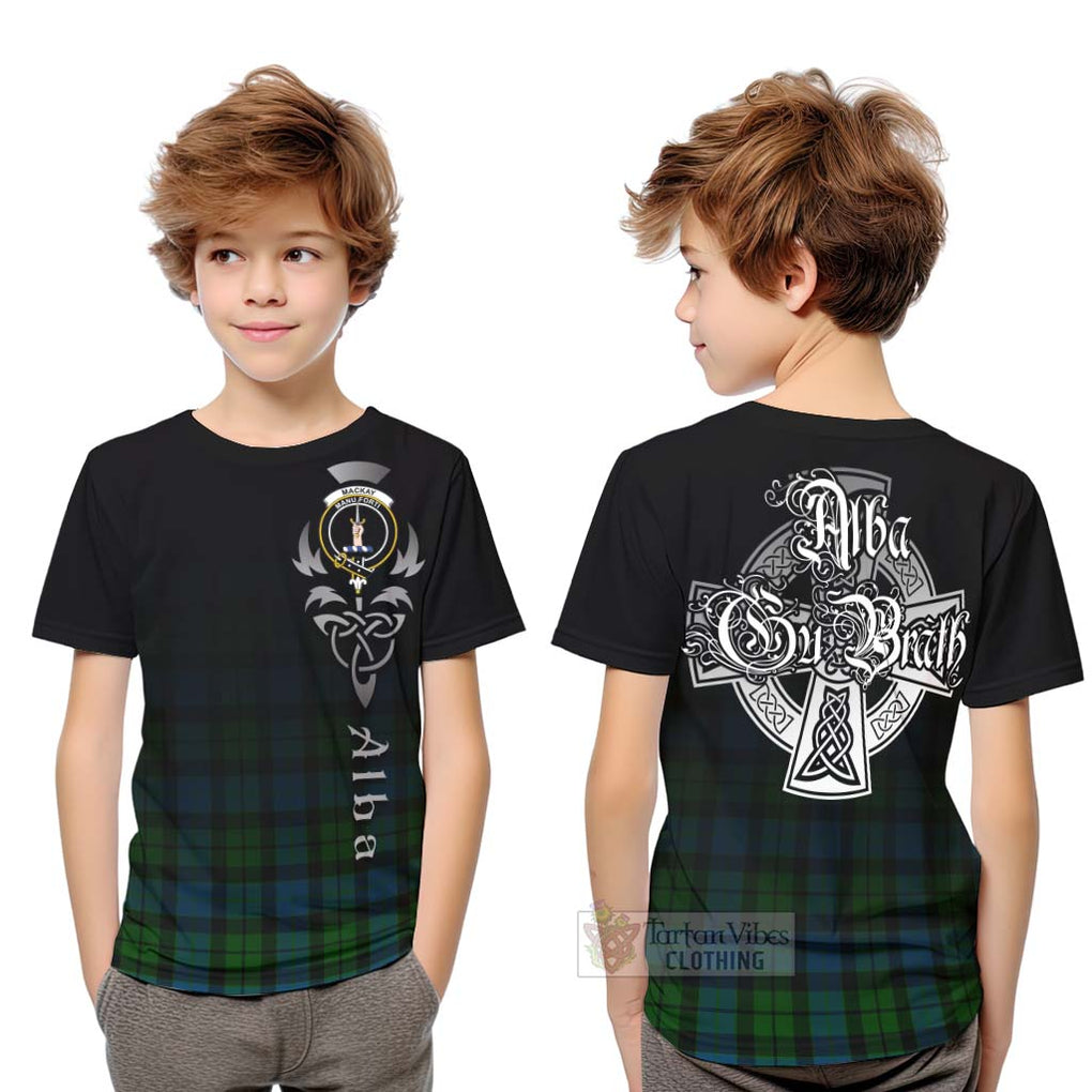 Tartan Vibes Clothing MacKay (McKay) Tartan Kid T-Shirt Featuring Alba Gu Brath Family Crest Celtic Inspired