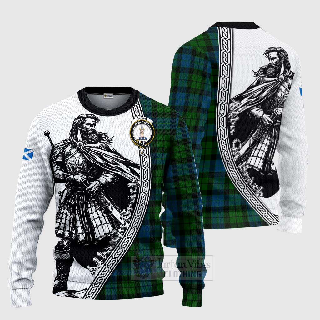 MacKay (McKay) Tartan Clan Crest Knitted Sweater with Highlander Warrior Celtic Style Unisex - Tartan Vibes Clothing