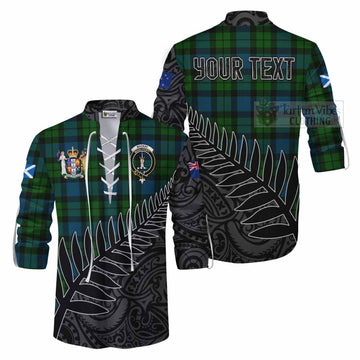 MacKay (McKay) Crest Tartan Ghillie Kilt Shirt with New Zealand Silver Fern Half Style