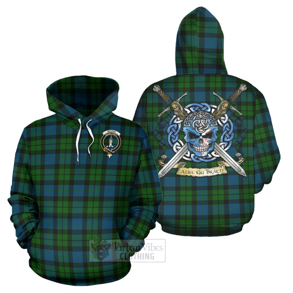 Tartan Vibes Clothing MacKay (McKay) Tartan Hoodie with Family Crest Celtic Skull Style