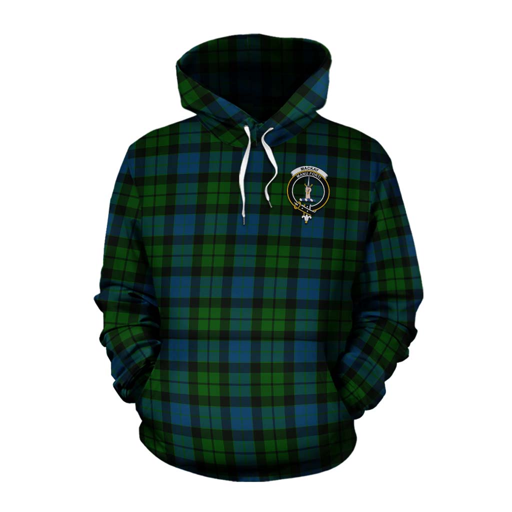 Tartan Vibes Clothing MacKay (McKay) Tartan Cotton Hoodie with Family Crest Celtic Skull Style