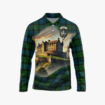 MacKay (McKay) Tartan Family Crest Long Sleeve Polo Shirt with Scottish Ancient Castle Style Unisex - Tartan Vibes Clothing
