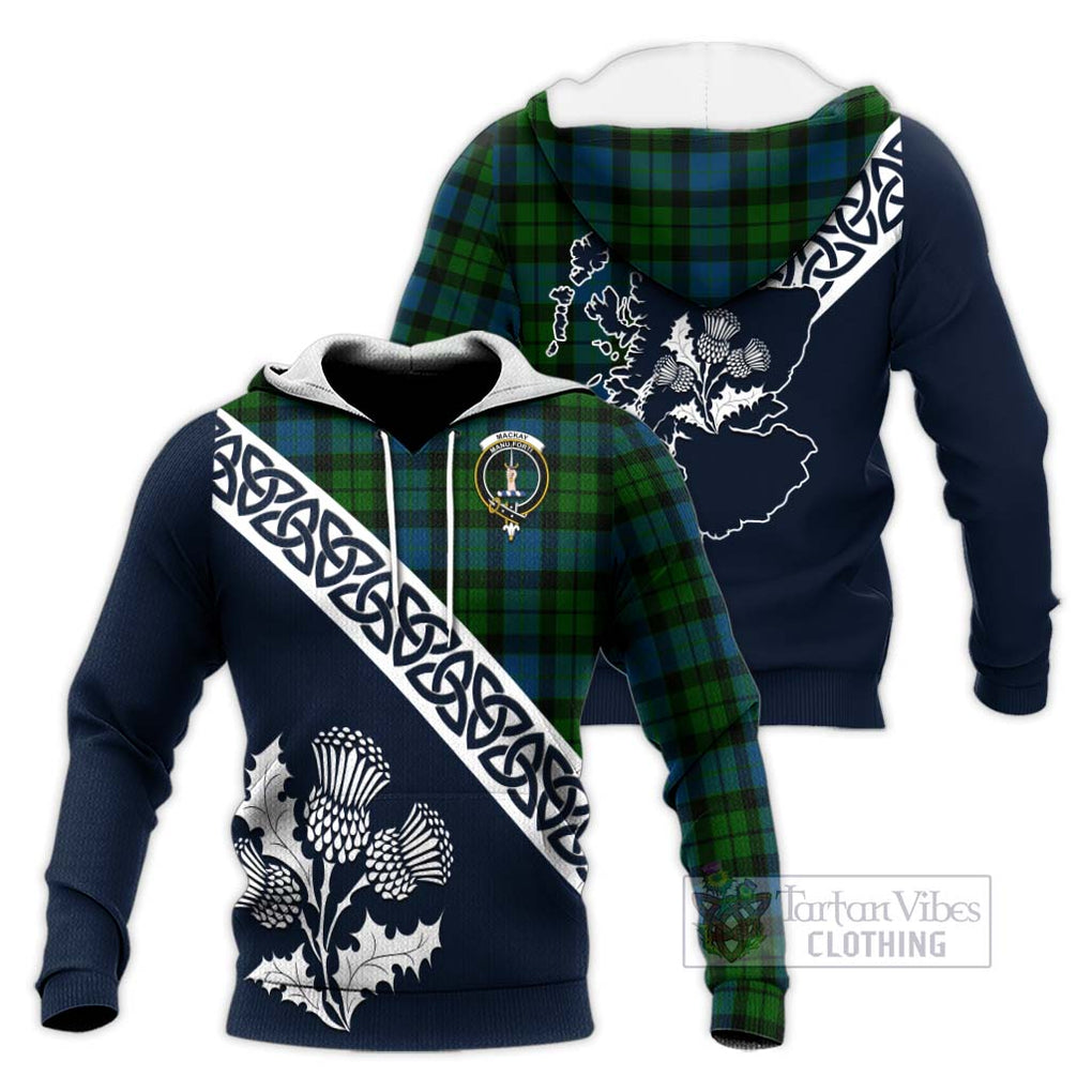 Tartan Vibes Clothing MacKay (McKay) Tartan Knitted Hoodie Featuring Thistle and Scotland Map