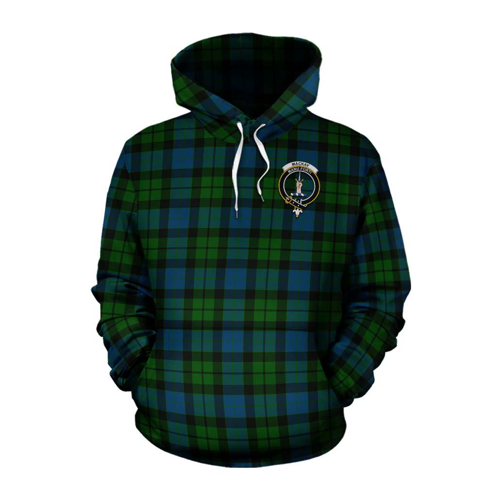 Tartan Vibes Clothing MacKay (McKay) Tartan Cotton Hoodie with Family Crest and Bearded Skull Holding Bottles of Whiskey