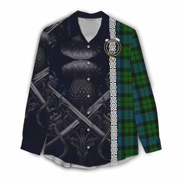 MacKay (McKay) Tartan Women's Casual Shirt with Family Crest Cross Sword Thistle Celtic Vibes