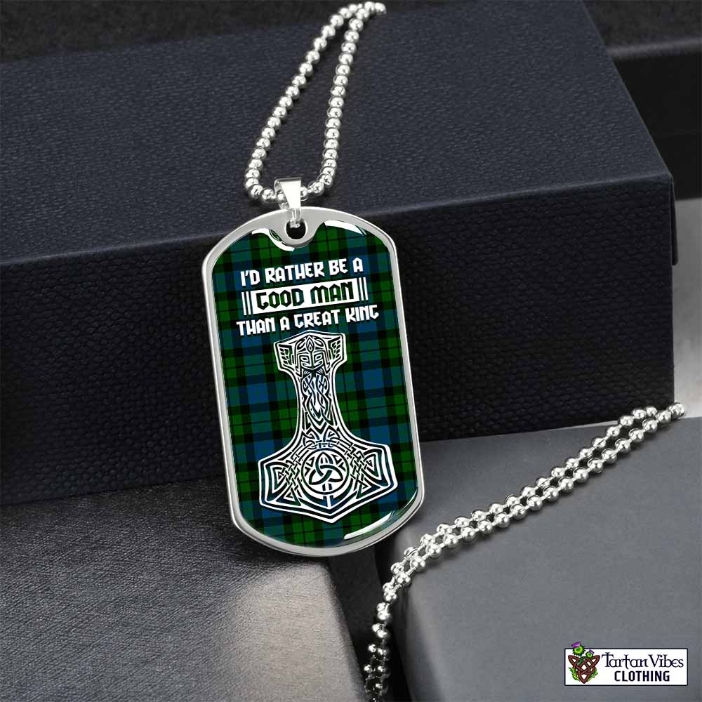 Tartan Vibes Clothing MacKay (McKay) Tartan Dog Tag Necklace Viking Mjolnir Style