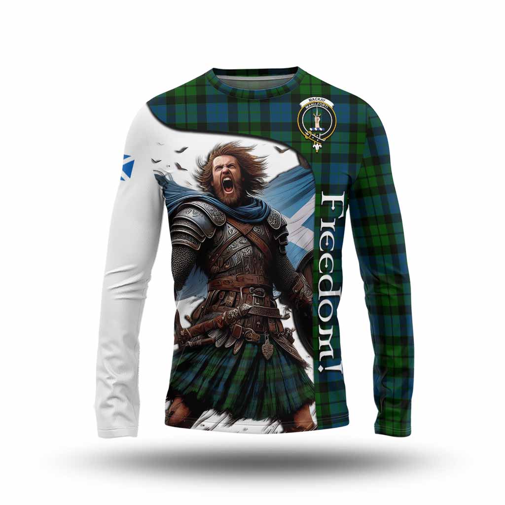 Tartan Vibes Clothing MacKay (McKay) Crest Tartan Long Sleeve T-Shirt Inspired by the Freedom of Scottish Warrior