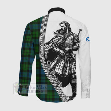 MacKay (McKay) Tartan Clan Crest Long Sleeve Button Shirt with Highlander Warrior Celtic Style