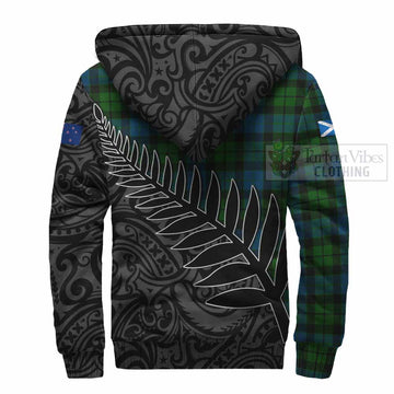 MacKay (McKay) Crest Tartan Sherpa Hoodie with New Zealand Silver Fern Half Style