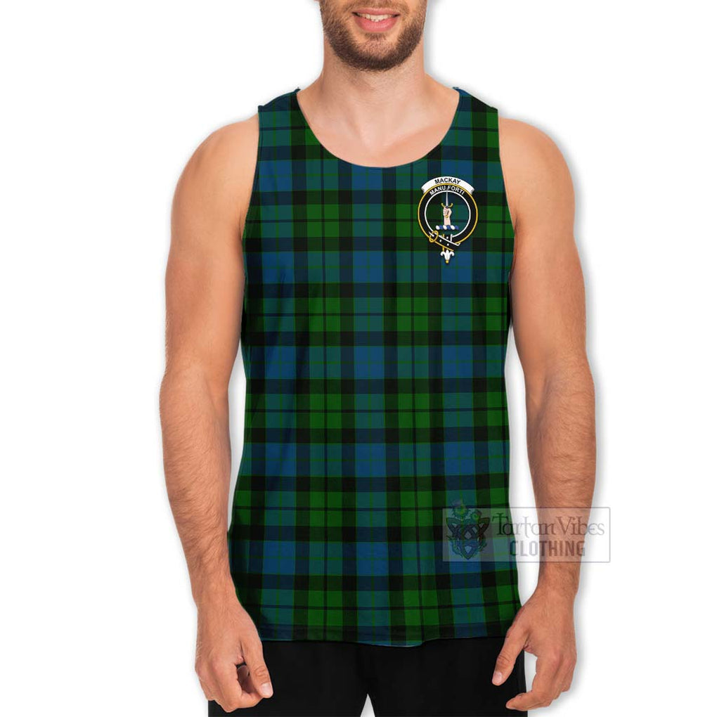 Tartan Vibes Clothing MacKay (McKay) Tartan Men's Tank Top with Family Crest Celtic Skull Style