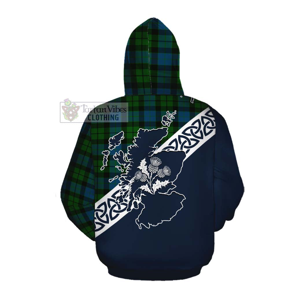 Tartan Vibes Clothing MacKay (McKay) Tartan Cotton Hoodie Featuring Thistle and Scotland Map