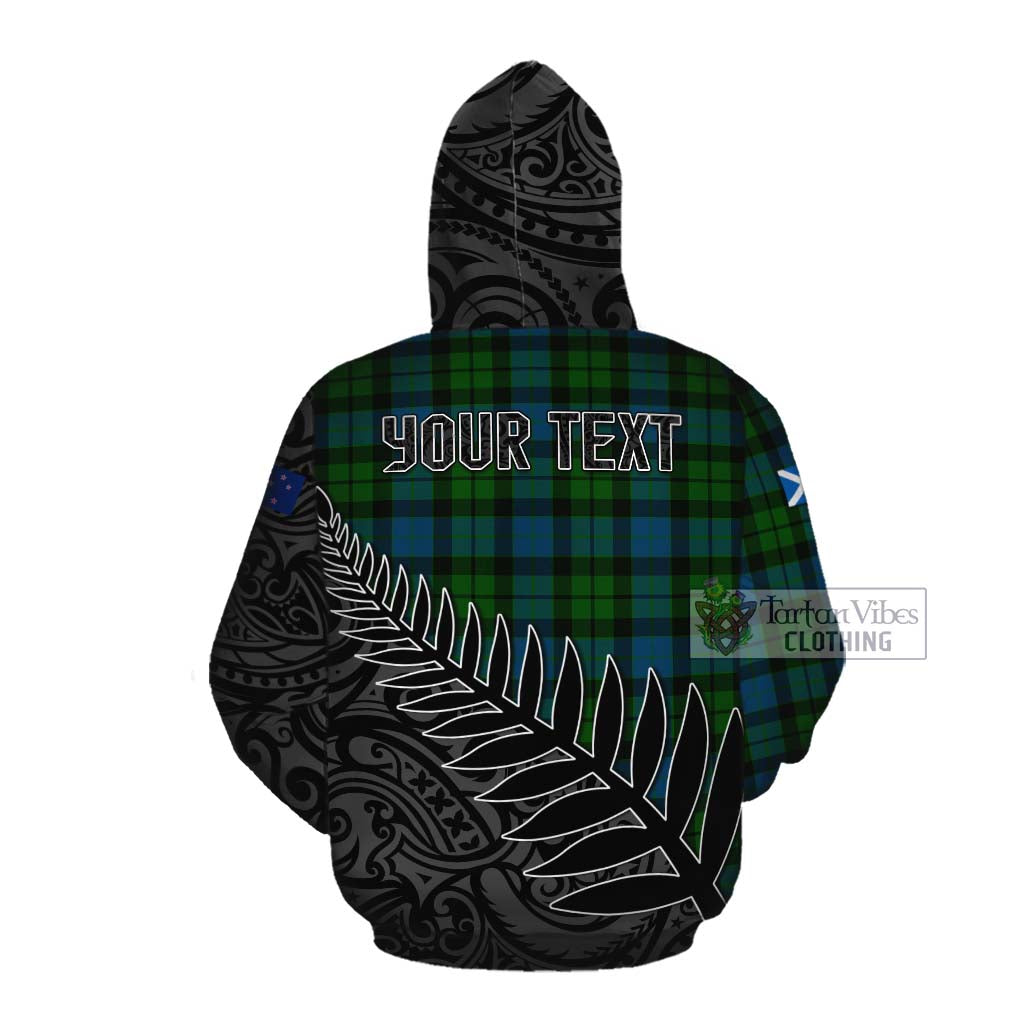 Tartan Vibes Clothing MacKay (McKay) Crest Tartan Cotton Hoodie with New Zealand Silver Fern Half Style