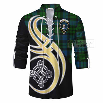 MacKay (McKay) Tartan Ghillie Kilt Shirt with Family Crest and Celtic Symbol Style