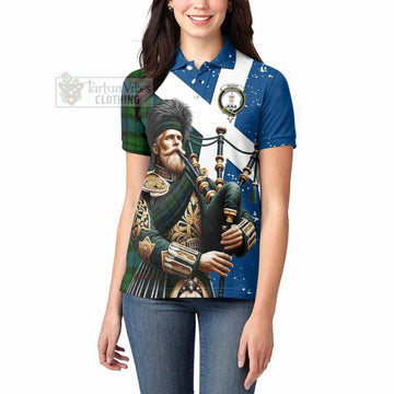 MacKay (McKay) Tartan Women's Polo Shirt with Family Crest Scottish Bagpiper Vibes